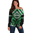 Aotearoa Ngai Tahu Personalised Off Shoulder Sweater Maori Iwi Poutama Puhoro Tattoo