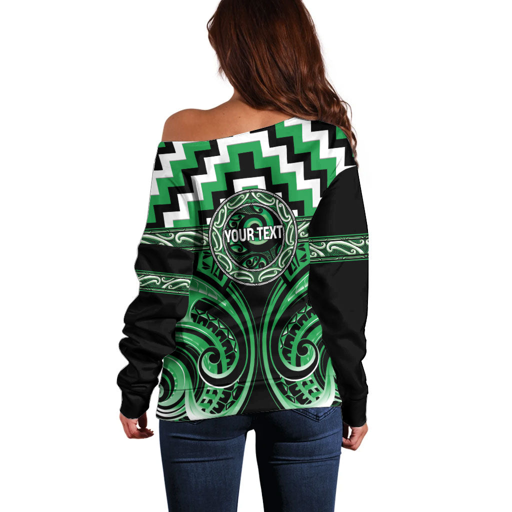 Aotearoa Ngai Tahu Personalised Off Shoulder Sweater Maori Iwi Poutama Puhoro Tattoo