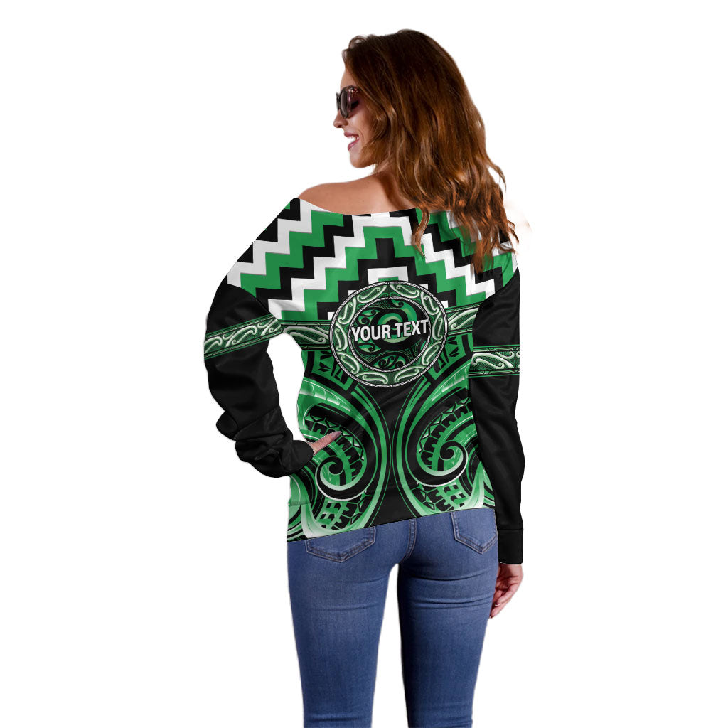 Aotearoa Ngai Tahu Personalised Off Shoulder Sweater Maori Iwi Poutama Puhoro Tattoo