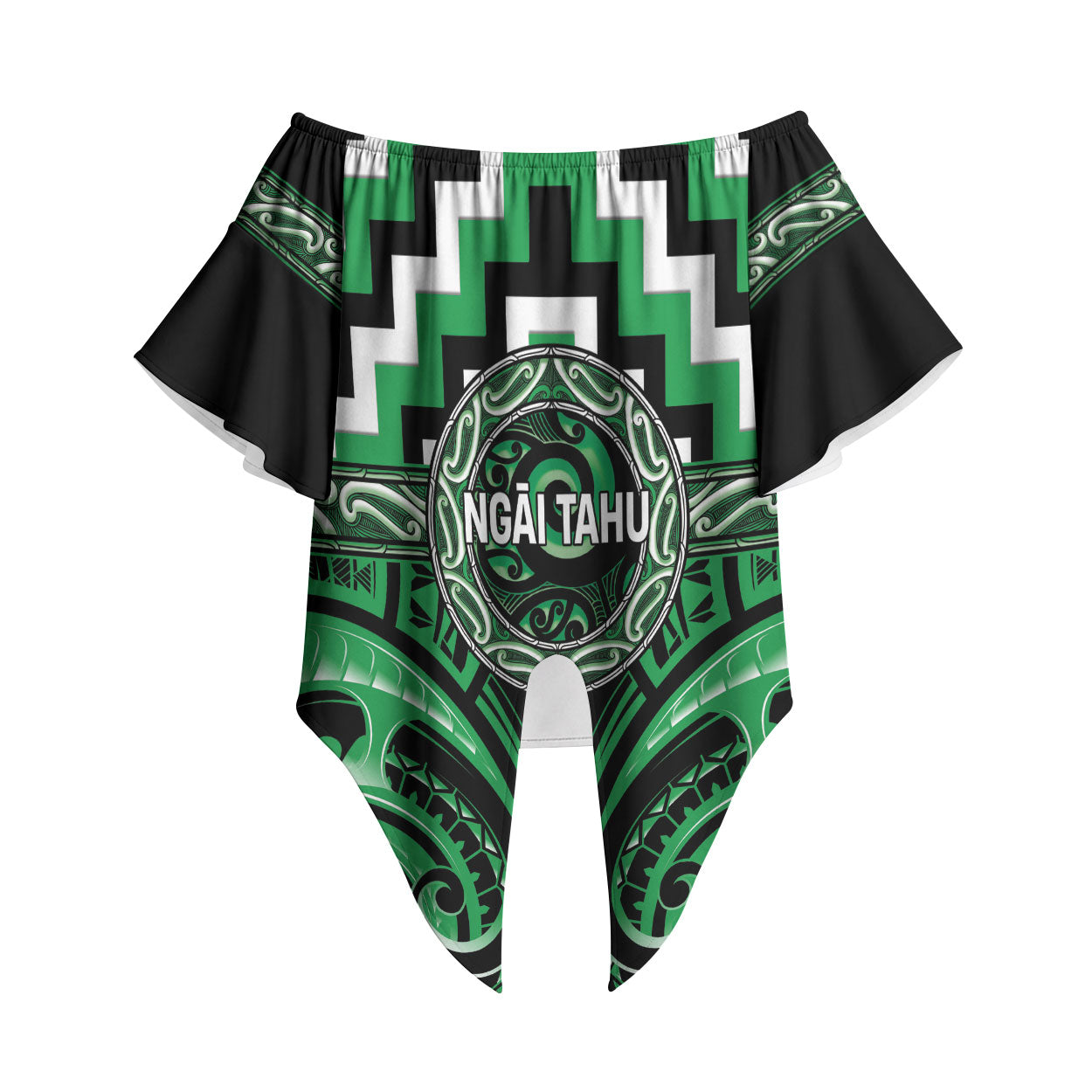 Aotearoa Ngai Tahu Personalised Off Shoulder Wrap Waist Top Maori Iwi Poutama Puhoro Tattoo