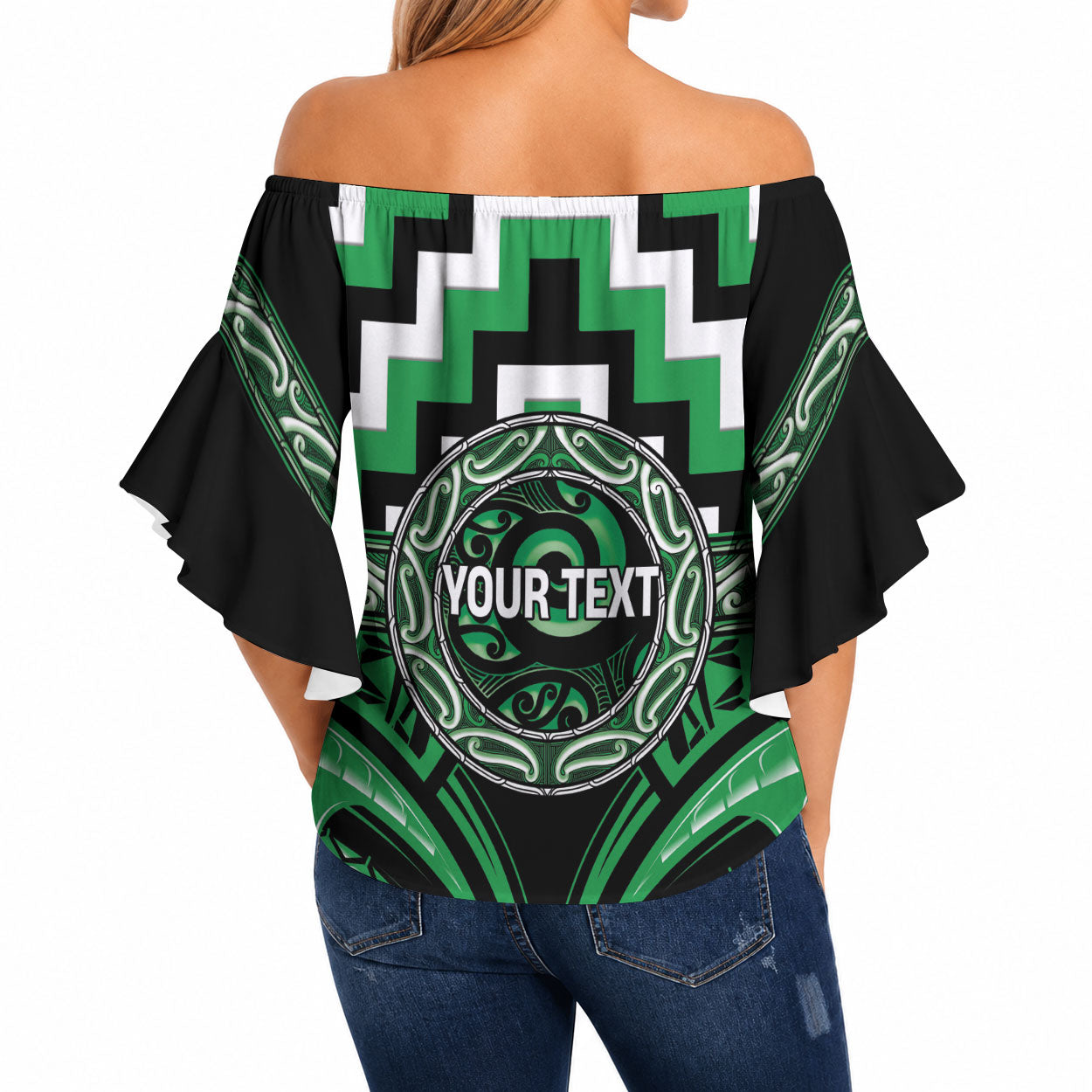 Aotearoa Ngai Tahu Personalised Off Shoulder Wrap Waist Top Maori Iwi Poutama Puhoro Tattoo