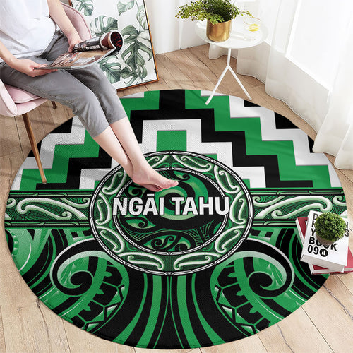 Aotearoa Ngai Tahu Round Carpet Maori Iwi Poutama Puhoro Tattoo