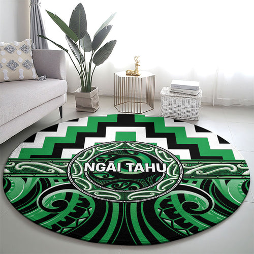 Aotearoa Ngai Tahu Round Carpet Maori Iwi Poutama Puhoro Tattoo