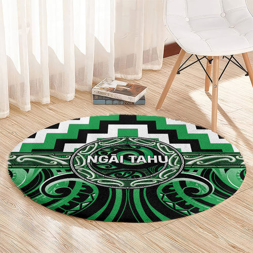 Aotearoa Ngai Tahu Round Carpet Maori Iwi Poutama Puhoro Tattoo