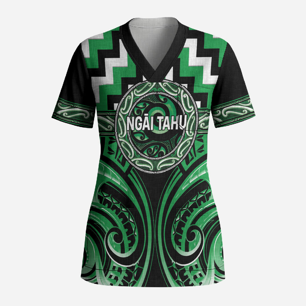 Aotearoa Ngai Tahu Personalised Scrub Top Maori Iwi Poutama Puhoro Tattoo