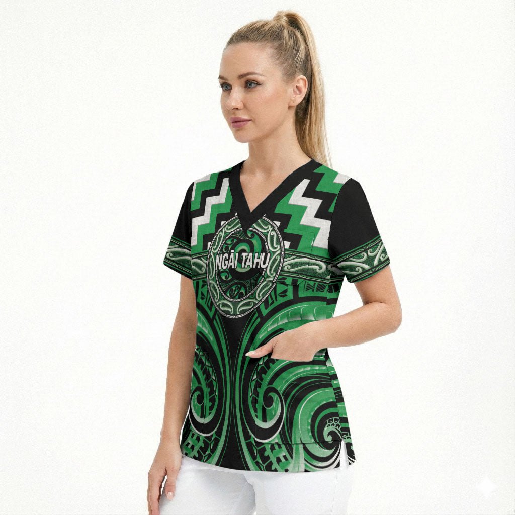 Aotearoa Ngai Tahu Personalised Scrub Top Maori Iwi Poutama Puhoro Tattoo