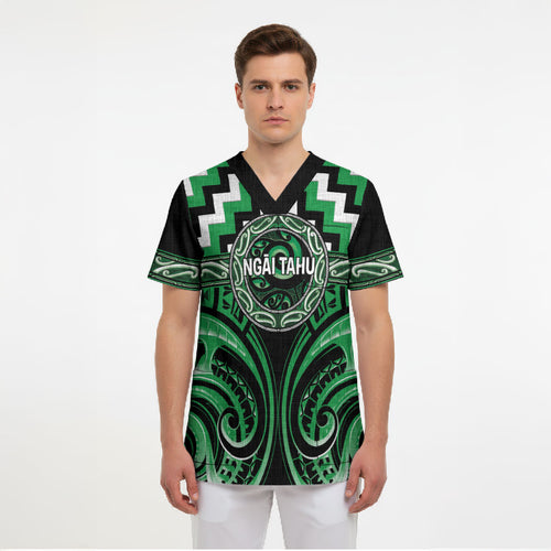 Aotearoa Ngai Tahu Personalised Scrub Top Maori Iwi Poutama Puhoro Tattoo