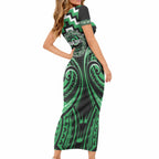 Aotearoa Ngai Tahu Personalised Short Sleeve Bodycon Dress Maori Iwi Poutama Puhoro Tattoo