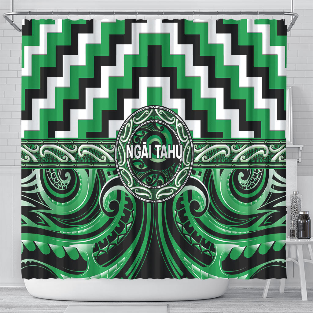 Aotearoa Ngai Tahu Shower Curtain Maori Iwi Poutama Puhoro Tattoo
