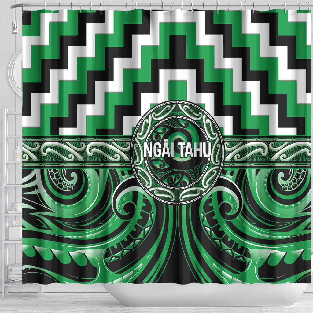 Aotearoa Ngai Tahu Shower Curtain Maori Iwi Poutama Puhoro Tattoo