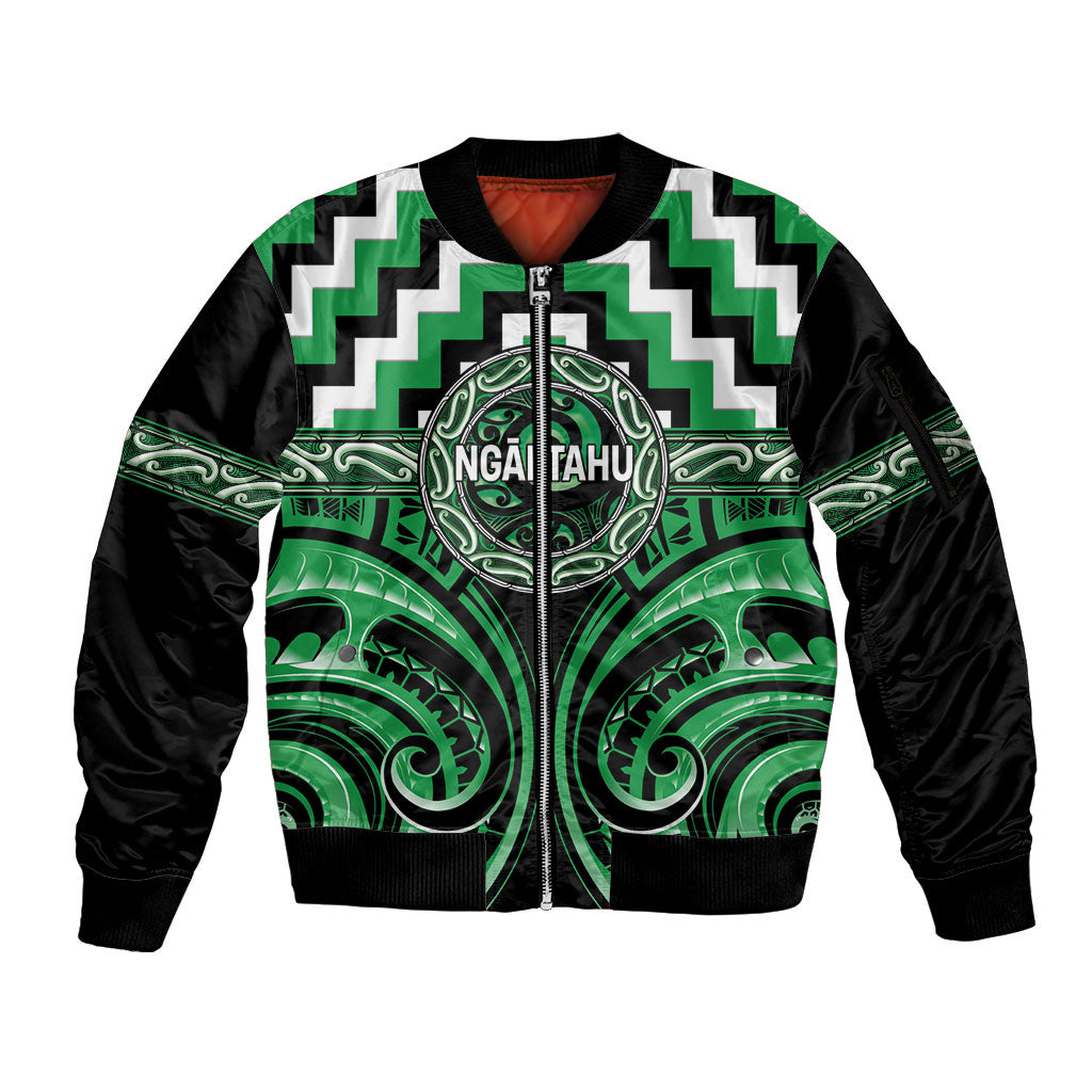 Aotearoa Ngai Tahu Personalised Sleeve Zip Bomber Jacket Maori Iwi Poutama Puhoro Tattoo