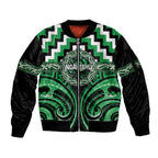 Aotearoa Ngai Tahu Personalised Sleeve Zip Bomber Jacket Maori Iwi Poutama Puhoro Tattoo