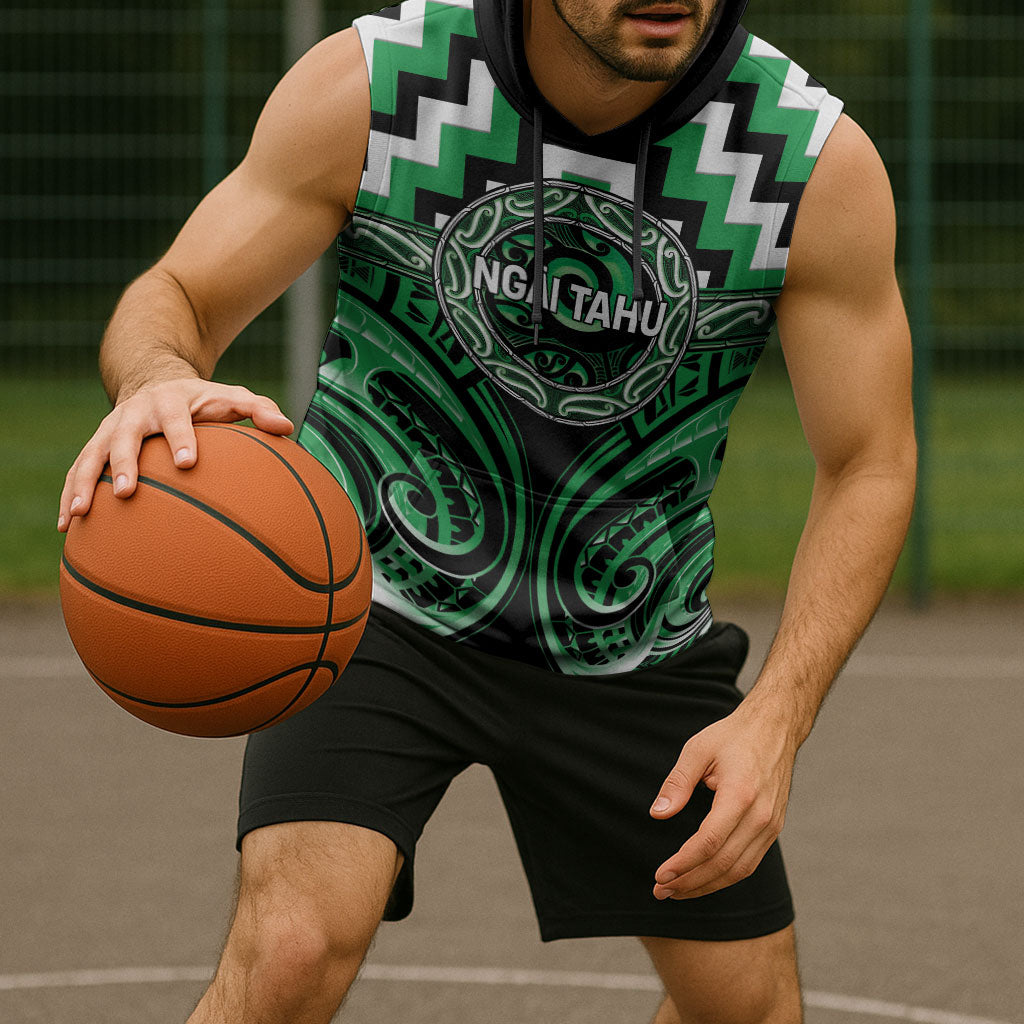 Aotearoa Ngai Tahu Personalised Sleeveless Hoodie Maori Iwi Poutama Puhoro Tattoo