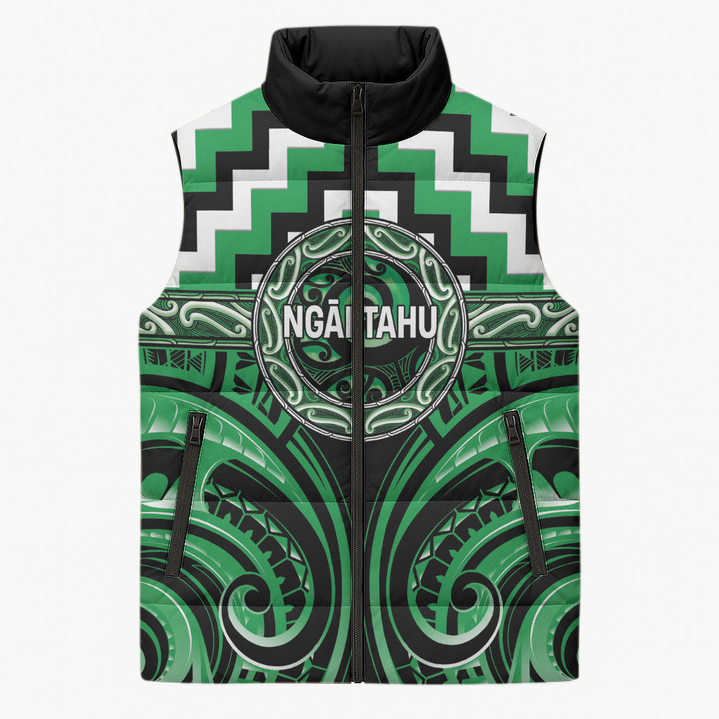 Aotearoa Ngai Tahu Personalised Sleeveless Puffer Jacket Maori Iwi Poutama Puhoro Tattoo