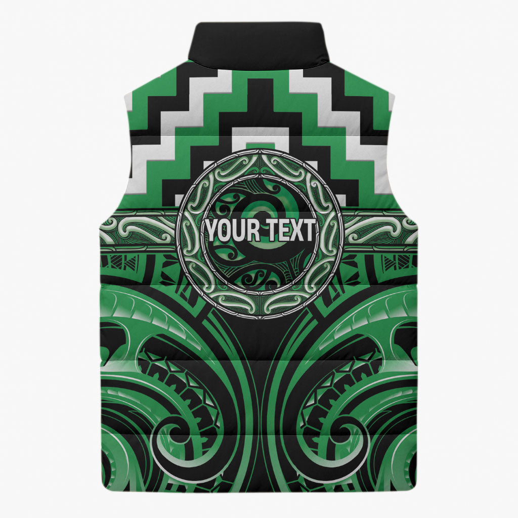 Aotearoa Ngai Tahu Personalised Sleeveless Puffer Jacket Maori Iwi Poutama Puhoro Tattoo