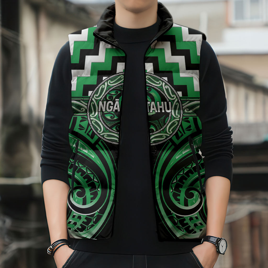 Aotearoa Ngai Tahu Personalised Sleeveless Puffer Jacket Maori Iwi Poutama Puhoro Tattoo