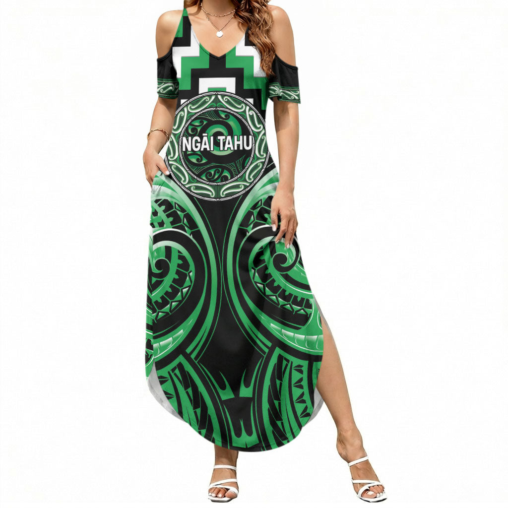 Aotearoa Ngai Tahu Personalised Summer Maxi Dress Maori Iwi Poutama Puhoro Tattoo