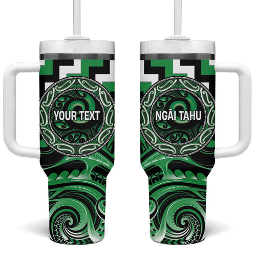 Aotearoa Ngai Tahu Personalised Tumbler With Handle Maori Iwi Poutama Puhoro Tattoo
