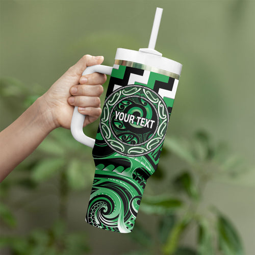 Aotearoa Ngai Tahu Personalised Tumbler With Handle Maori Iwi Poutama Puhoro Tattoo