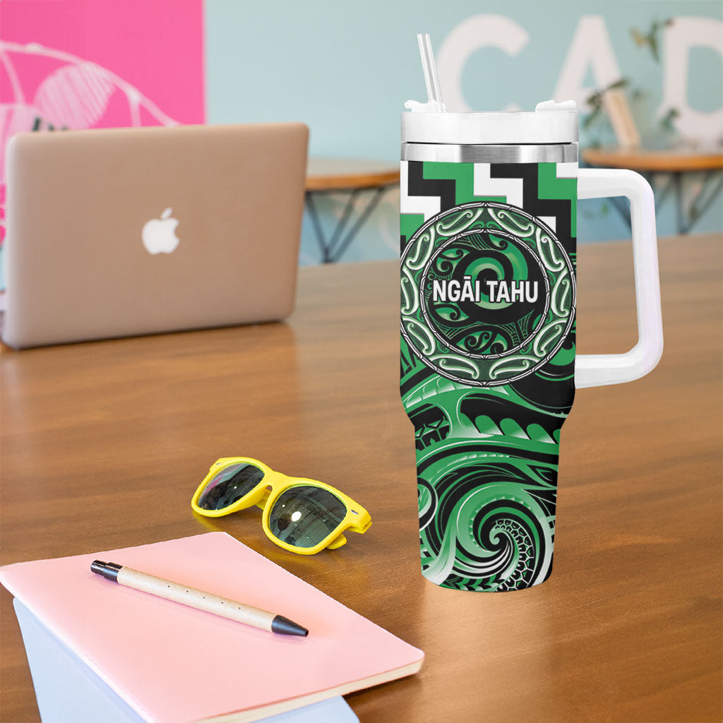 Aotearoa Ngai Tahu Personalised Tumbler With Handle Maori Iwi Poutama Puhoro Tattoo