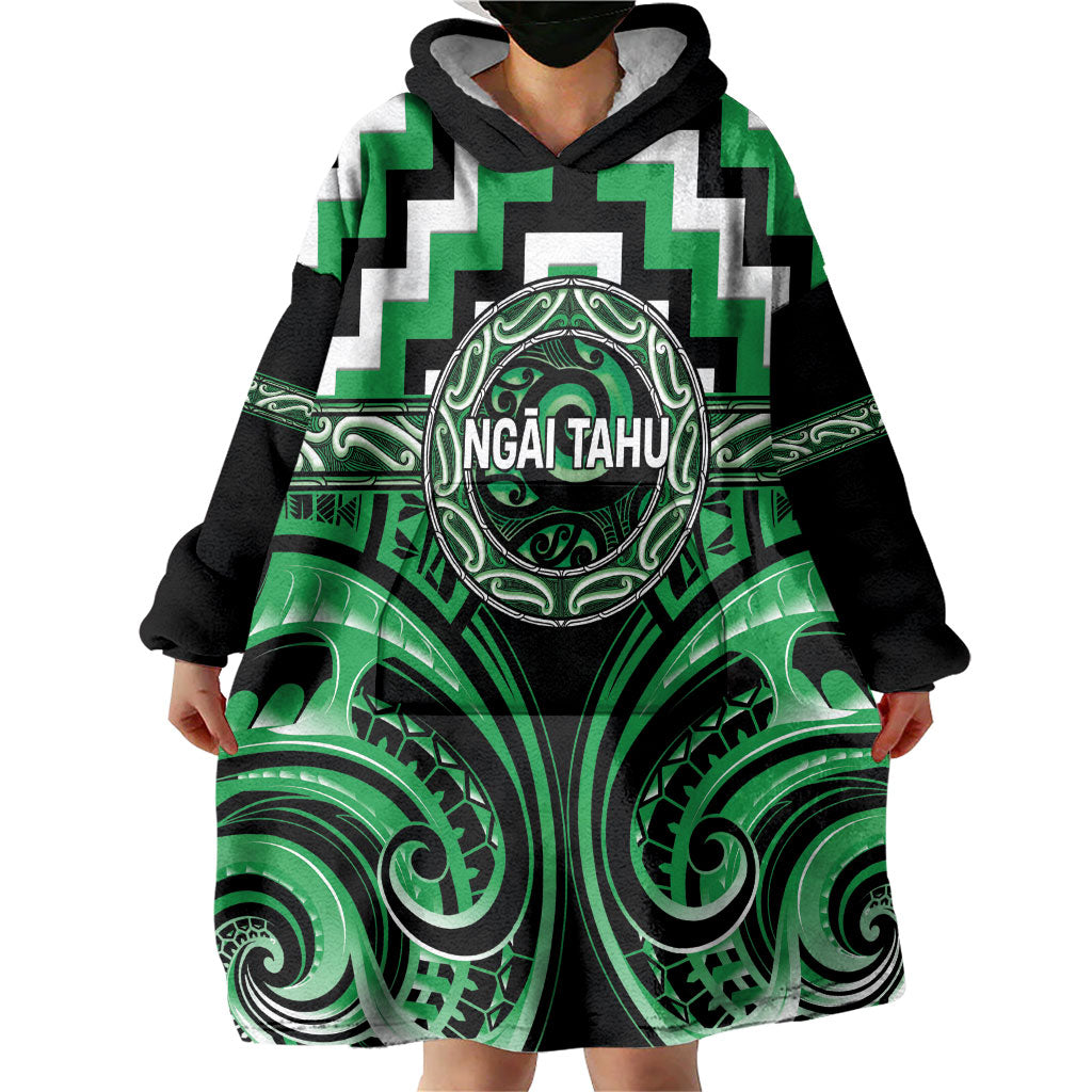 Aotearoa Ngai Tahu Personalised Wearable Blanket Hoodie Maori Iwi Poutama Puhoro Tattoo