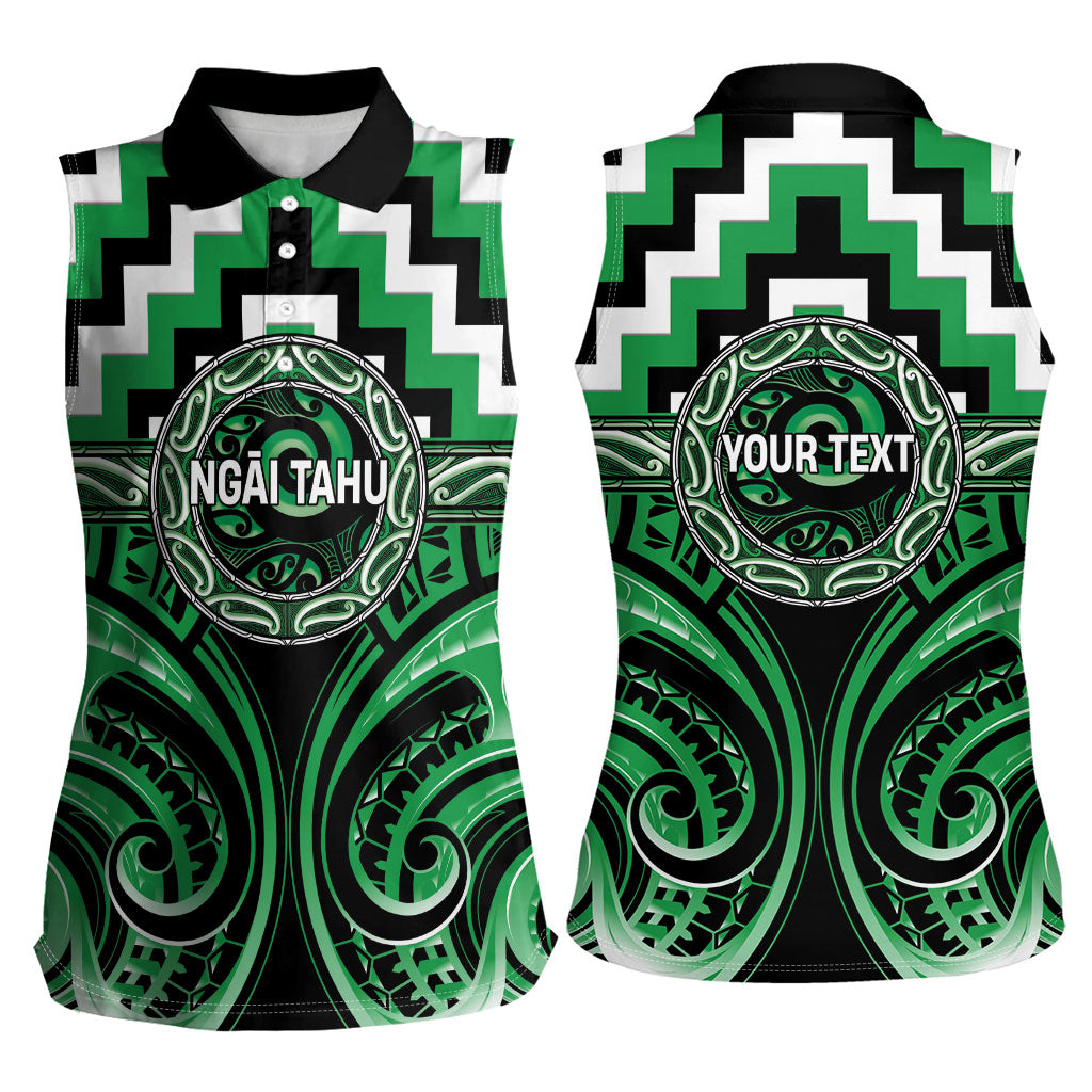 Aotearoa Ngai Tahu Personalised Women Sleeveless Polo Shirt Maori Iwi Poutama Puhoro Tattoo