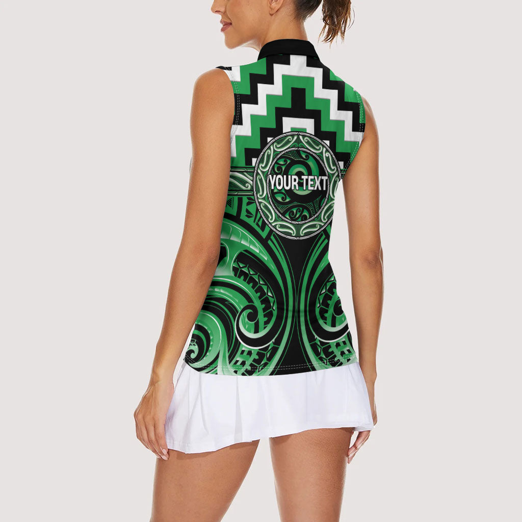 Aotearoa Ngai Tahu Personalised Women Sleeveless Polo Shirt Maori Iwi Poutama Puhoro Tattoo