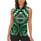 Aotearoa Ngai Tahu Personalised Women Sleeveless Polo Shirt Maori Iwi Poutama Puhoro Tattoo