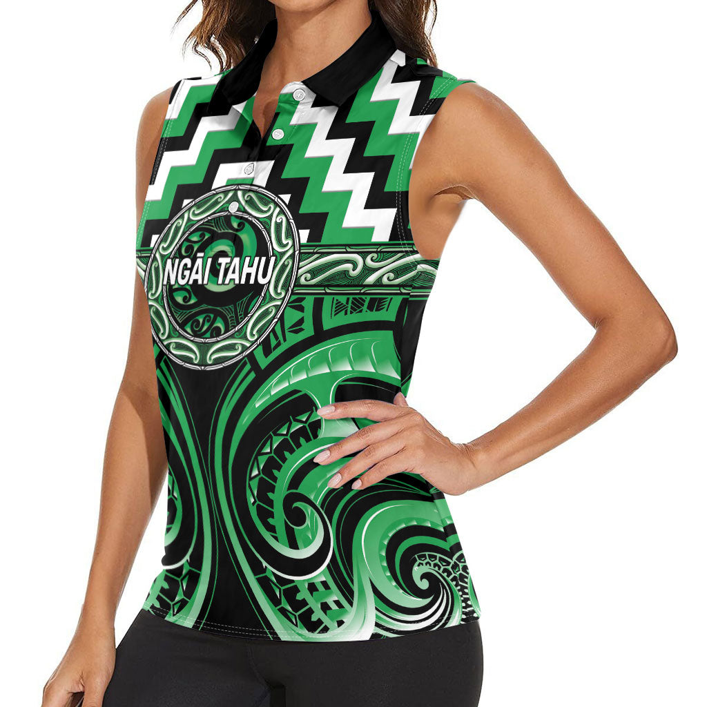 Aotearoa Ngai Tahu Personalised Women Sleeveless Polo Shirt Maori Iwi Poutama Puhoro Tattoo