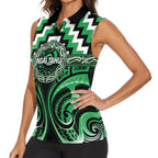 Aotearoa Ngai Tahu Personalised Women Sleeveless Polo Shirt Maori Iwi Poutama Puhoro Tattoo