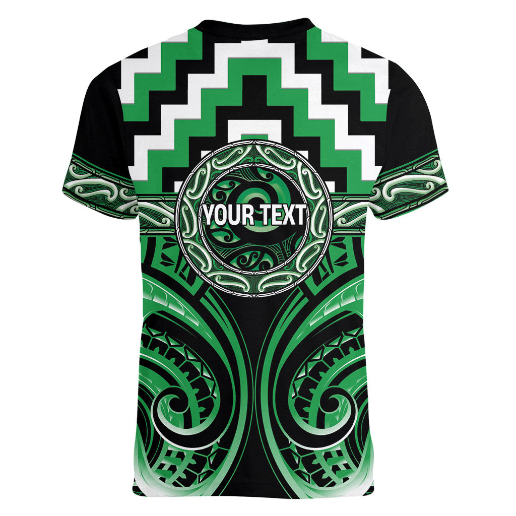 Aotearoa Ngai Tahu Personalised Women V-Neck T-Shirt Maori Iwi Poutama Puhoro Tattoo