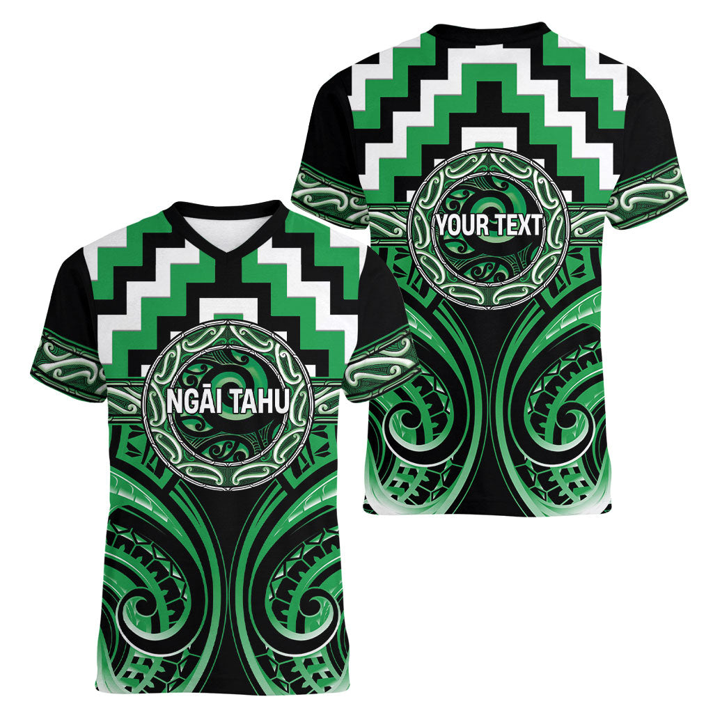 Aotearoa Ngai Tahu Personalised Women V-Neck T-Shirt Maori Iwi Poutama Puhoro Tattoo