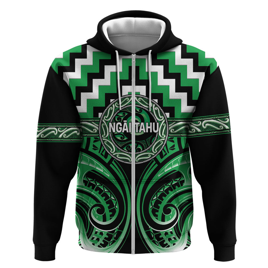 Aotearoa Ngai Tahu Personalised Zip Hoodie Maori Iwi Poutama Puhoro Tattoo