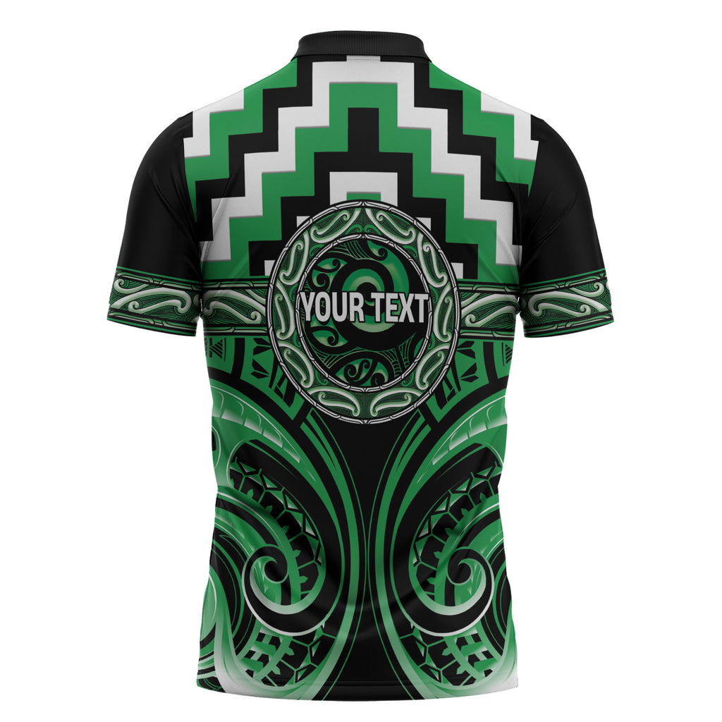 Aotearoa Ngai Tahu Personalised Zipper Polo Shirt Maori Iwi Poutama Puhoro Tattoo