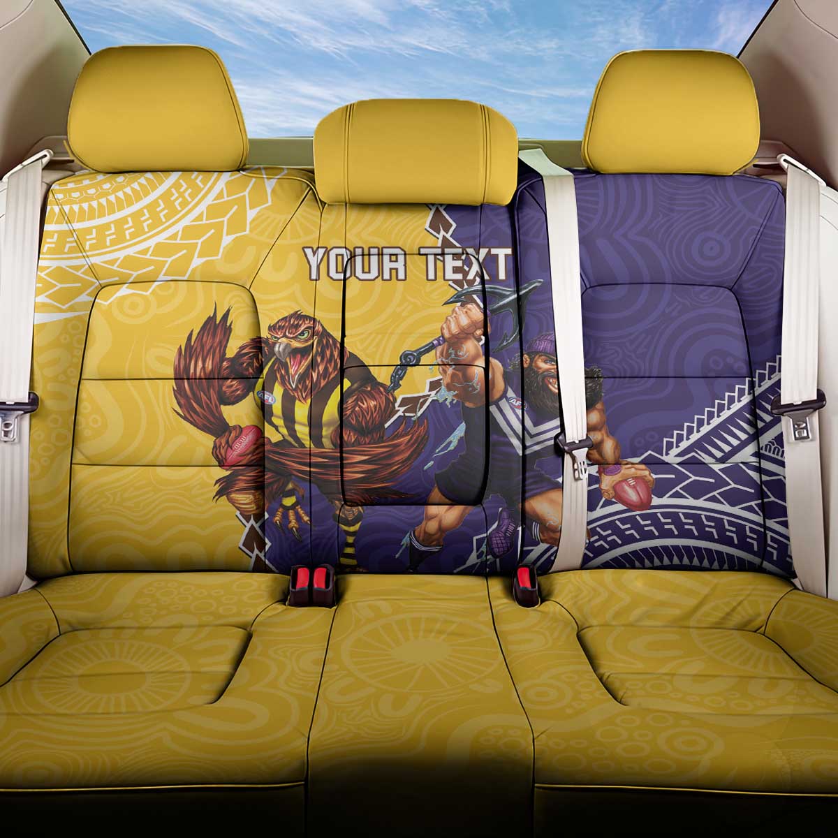 Custom Dockers And Hawks Football Back Car Seat Cover Aboriginal Mix Polynesian Pattern