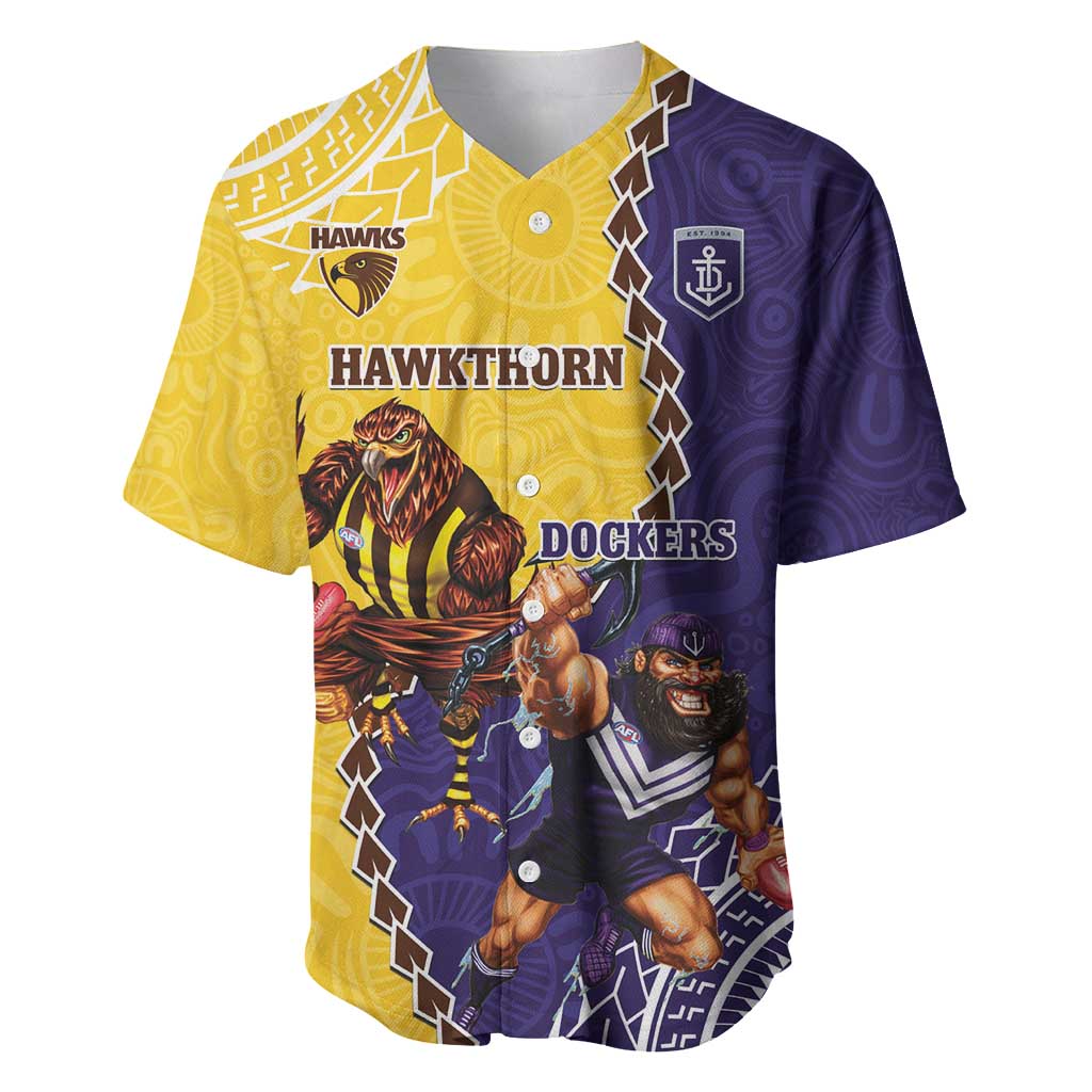 Custom Dockers And Hawks Football Baseball Jersey Aboriginal Mix Polynesian Pattern