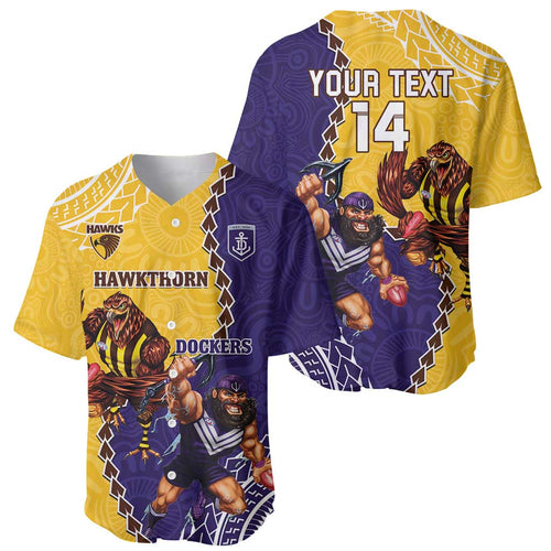 Custom Dockers And Hawks Football Baseball Jersey Aboriginal Mix Polynesian Pattern