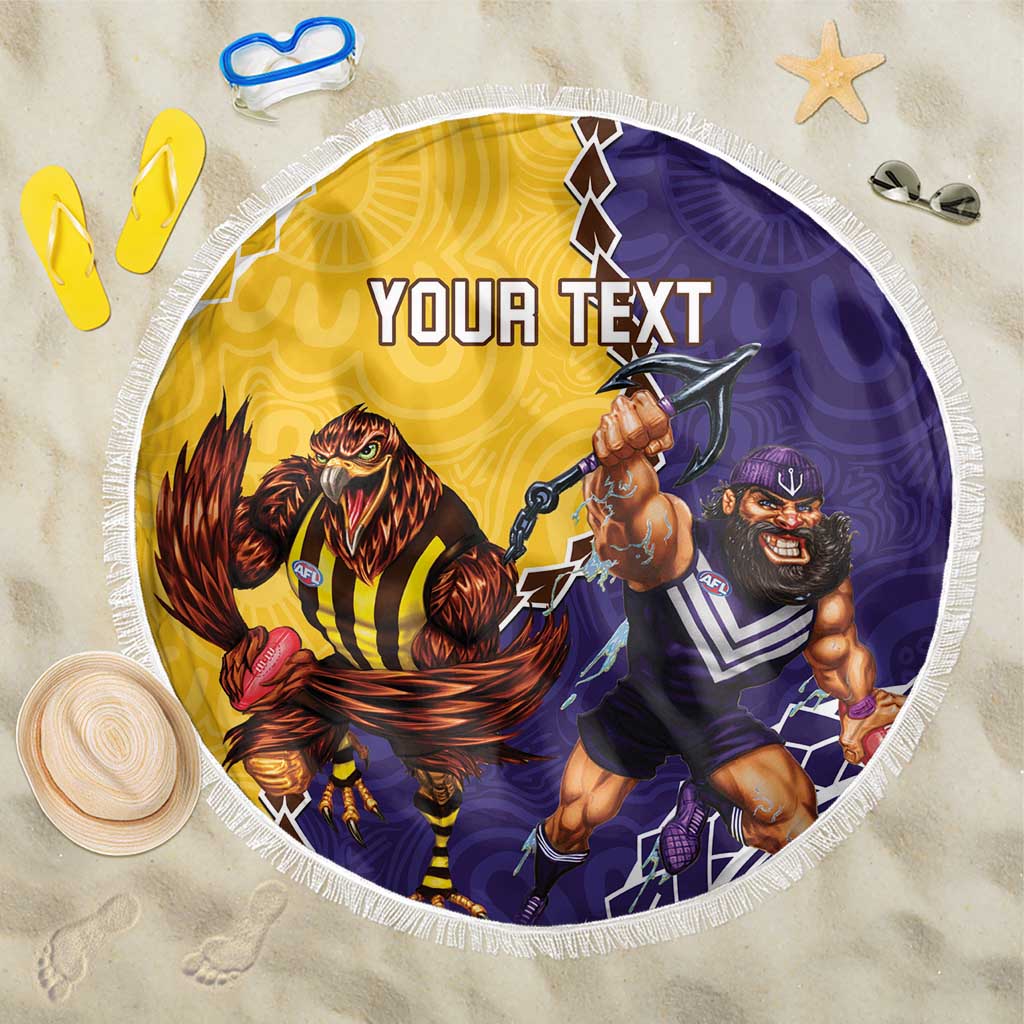 Custom Dockers And Hawks Football Beach Blanket Aboriginal Mix Polynesian Pattern