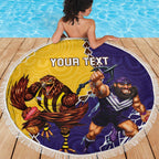 Custom Dockers And Hawks Football Beach Blanket Aboriginal Mix Polynesian Pattern