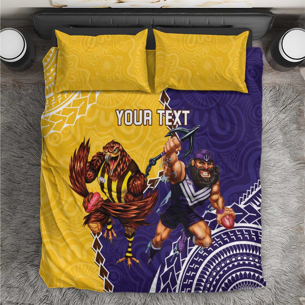 Custom Dockers And Hawks Football Bedding Set Aboriginal Mix Polynesian Pattern