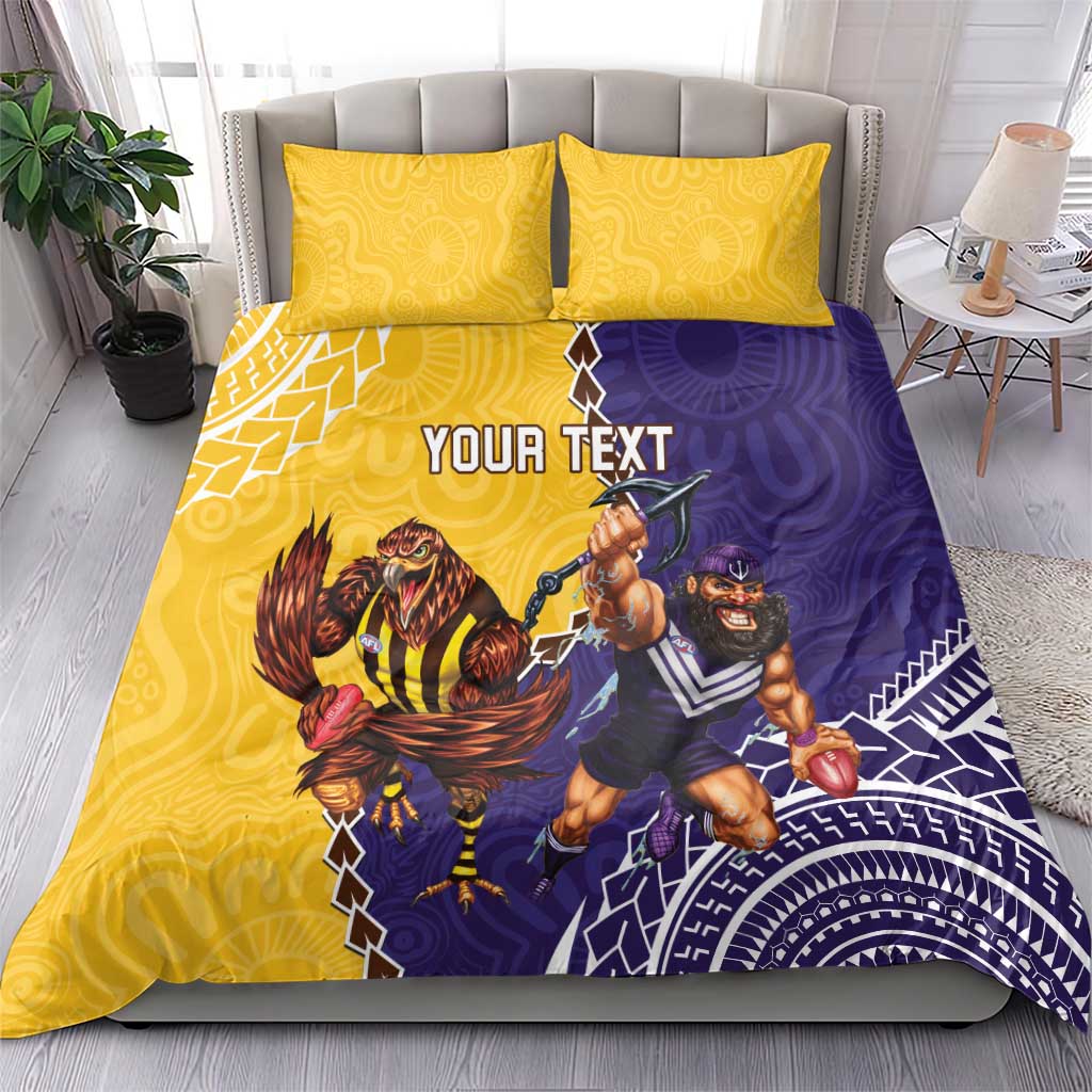 Custom Dockers And Hawks Football Bedding Set Aboriginal Mix Polynesian Pattern