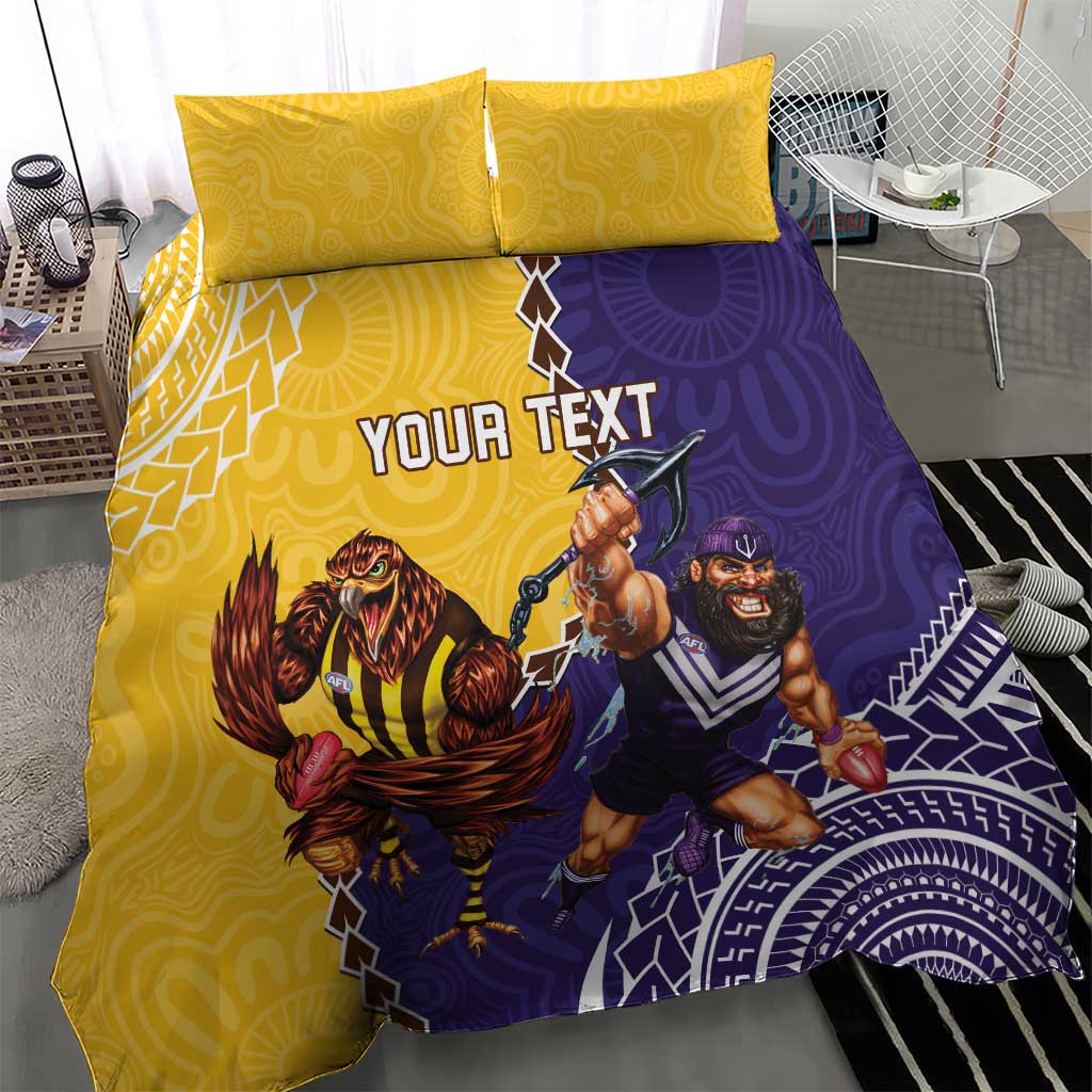 Custom Dockers And Hawks Football Bedding Set Aboriginal Mix Polynesian Pattern