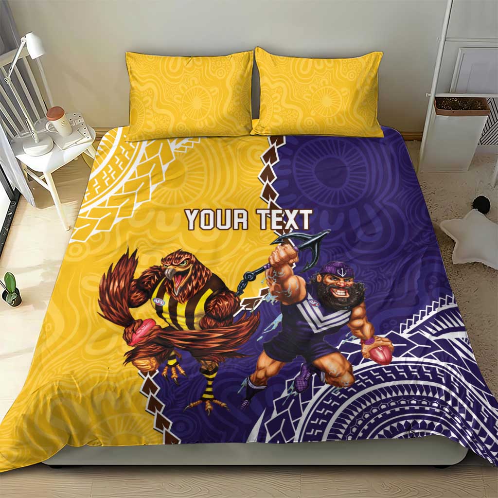 Custom Dockers And Hawks Football Bedding Set Aboriginal Mix Polynesian Pattern