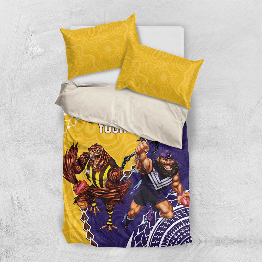 Custom Dockers And Hawks Football Bedding Set Aboriginal Mix Polynesian Pattern