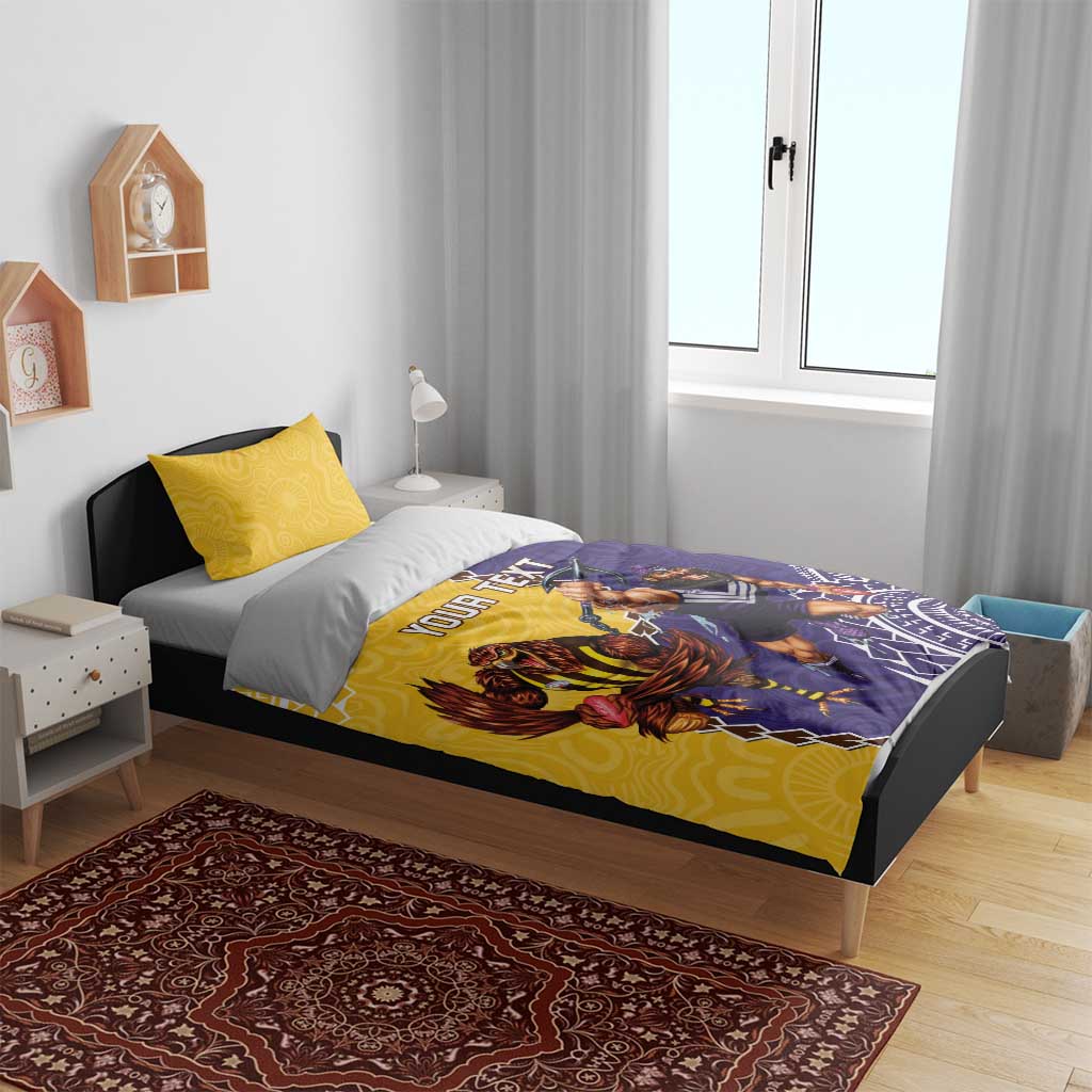 Custom Dockers And Hawks Football Bedding Set Aboriginal Mix Polynesian Pattern