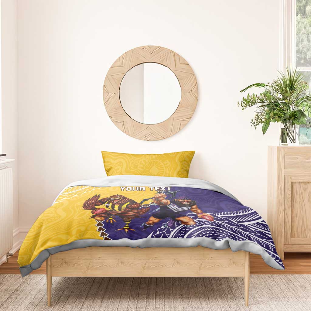 Custom Dockers And Hawks Football Bedding Set Aboriginal Mix Polynesian Pattern