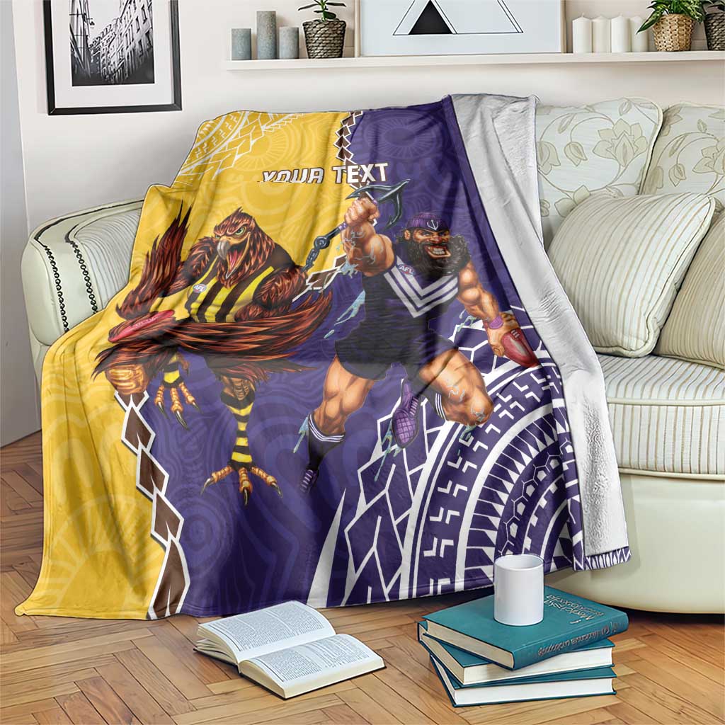 Custom Dockers And Hawks Football Blanket Aboriginal Mix Polynesian Pattern