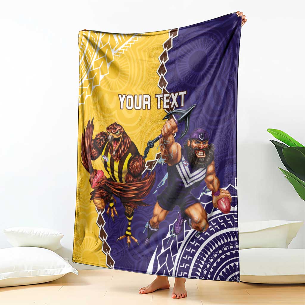 Custom Dockers And Hawks Football Blanket Aboriginal Mix Polynesian Pattern