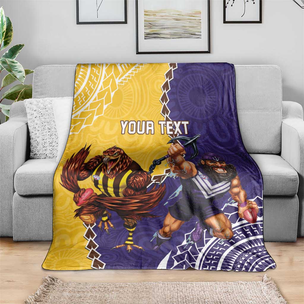 Custom Dockers And Hawks Football Blanket Aboriginal Mix Polynesian Pattern