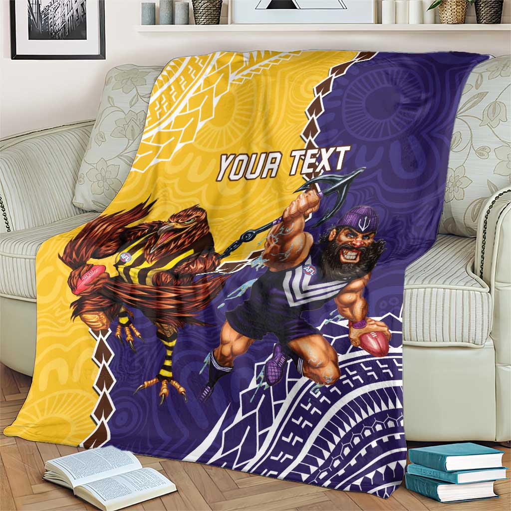 Custom Dockers And Hawks Football Blanket Aboriginal Mix Polynesian Pattern